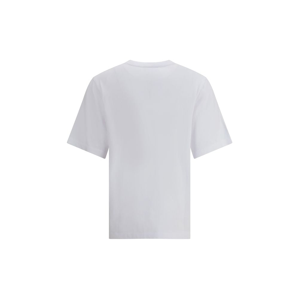 Maison Kitsuné White Cotton T-Shirt back view displaying plain white fabric with ribbed crew neck.