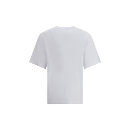 Maison Kitsuné White Cotton T-Shirt back view displaying plain white fabric with ribbed crew neck.