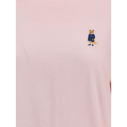 Maison Kitsuné Multicolor Cotton T-Shirt with embroidered dressed fox patch and ribbed crew neck, AW25 collection.