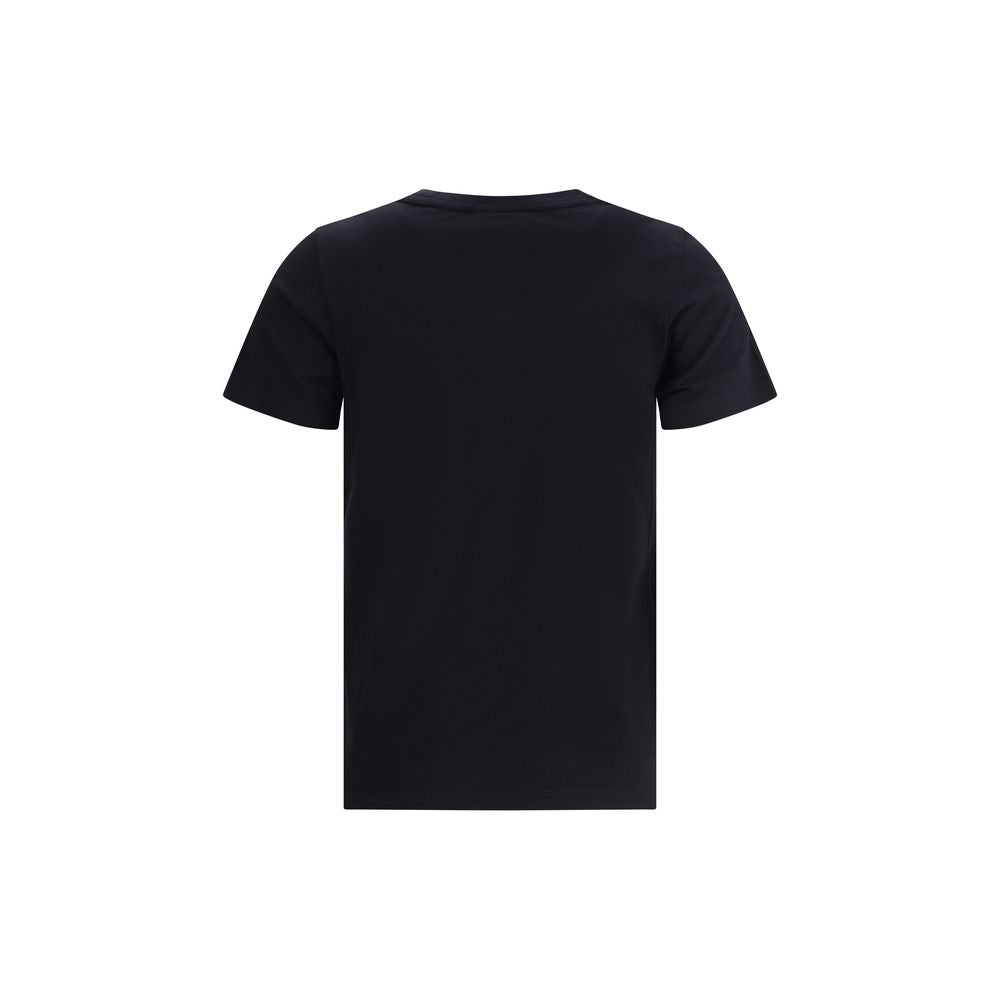 Maison Kitsuné Black Cotton T-Shirt, back view with ribbed crew neck featuring the iconic fox patch emblem for a casual look.