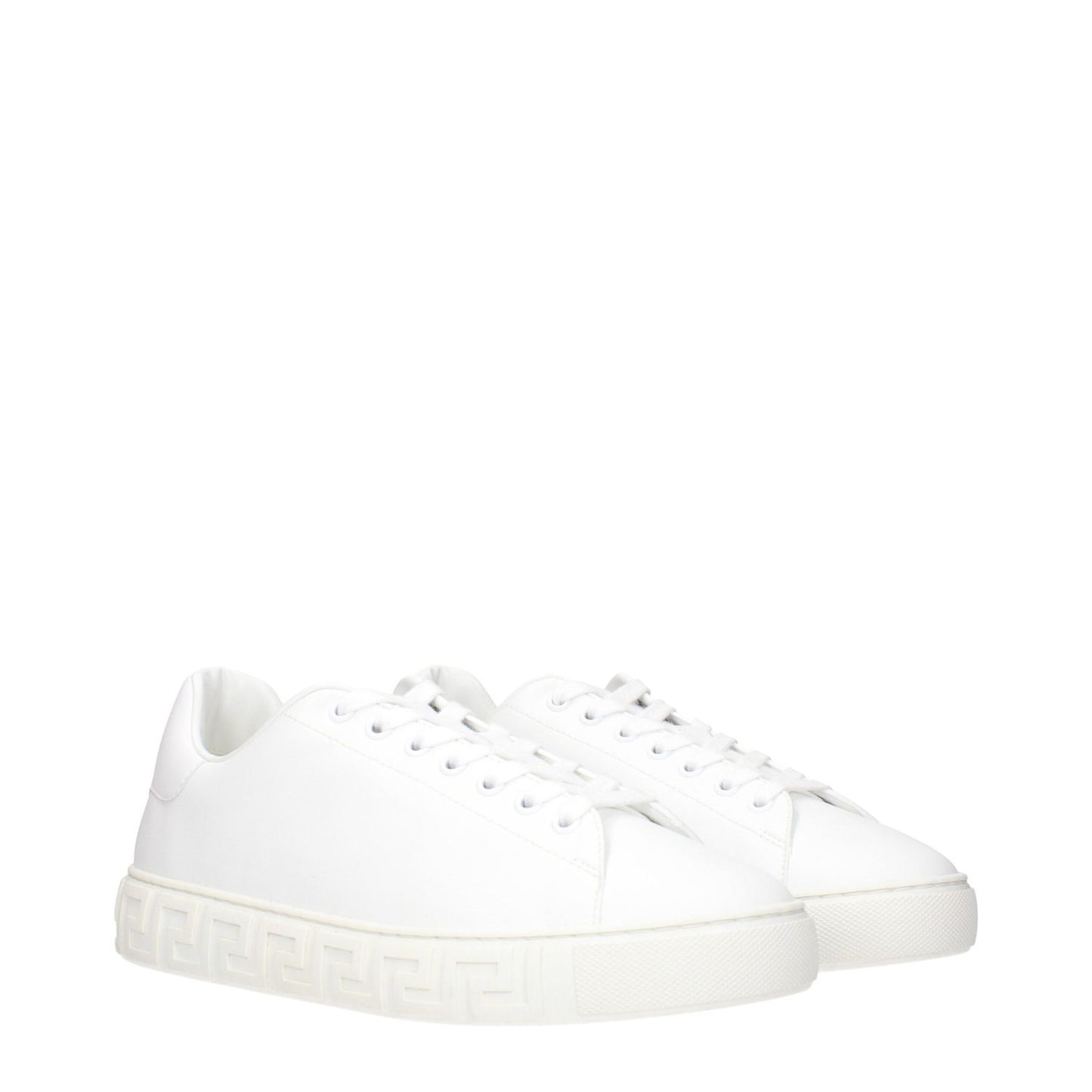 Versace White Leather Low Top Sneakers with front and back logo design
