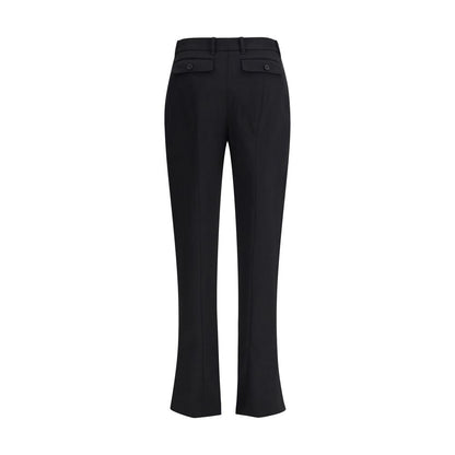 Alexander McQueen Black Wool Dress Pants with pleated tapered legs and back flap pockets, showcasing refined elegance and tailoring.