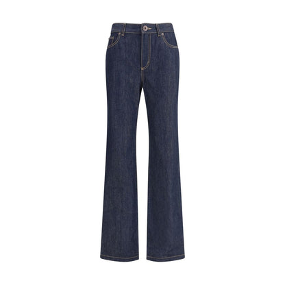 Alexander McQueen Blue Cotton Straight-Leg Jeans with contrast stitching and five-pocket design, AW25 collection, 100% cotton.