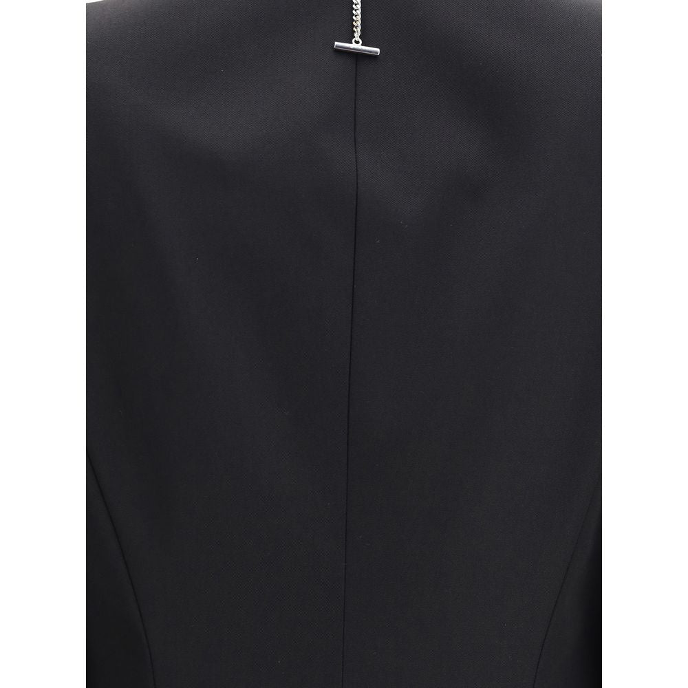 Back view of the Alexander McQueen Black Wool Coat showing detailed stitching and sleek design.