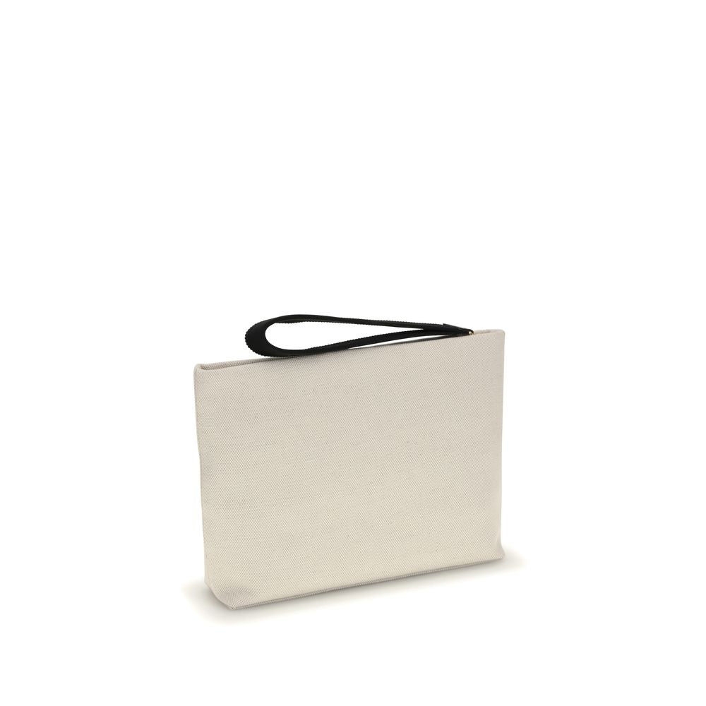 Givenchy Beige Cotton Accessories - Canvas Pochette with zip closure, grosgrain strap, and logo detail. Elegant design for AW25 collection.