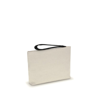 Givenchy Beige Cotton Accessories - Canvas Pochette with zip closure, grosgrain strap, and logo detail. Elegant design for AW25 collection.