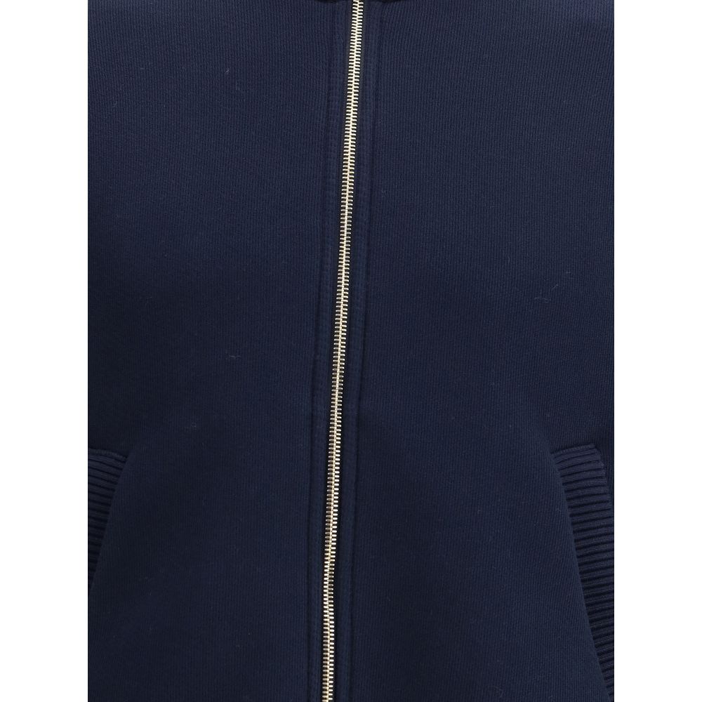 Thom Browne Blue Cotton Bomber jacket featuring a front zip closure and tricolor details for a modern, refined style.