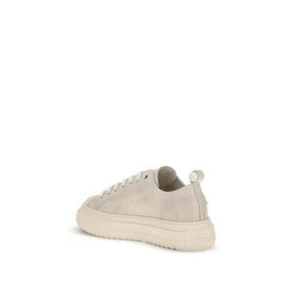 Dsquared² Cream Leather Platform Sneakers with logo and platform sole, showcasing a contemporary and versatile design for casual urban looks.