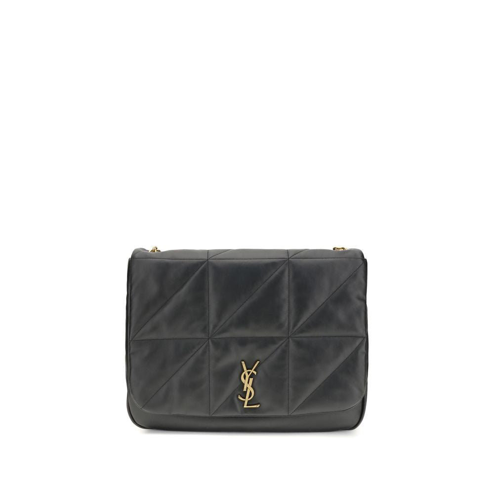 Saint Laurent Black Lamb Ovis Aries Aries Shoulder Bag with embossed YSL logo and chain strap, elegant design.