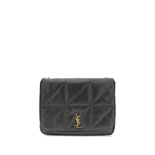 Saint Laurent Black Lamb Ovis Aries Aries Shoulder Bag with embossed YSL logo and chain strap, elegant design.