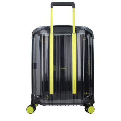 Piquadro Gray Polycarbonate Luggage And Travel with yellow accents, featuring USB output, TSA lock, and vintage effect design.