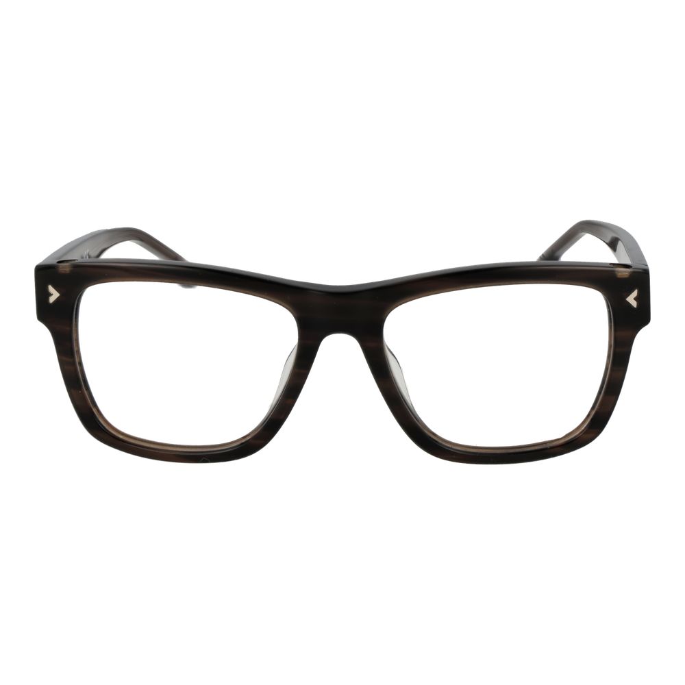 Lozza Brown Men Glasses Frame - full-rim cellulose acetate with demo lenses, rectangular style, size 53-18-145, no spring hinge.