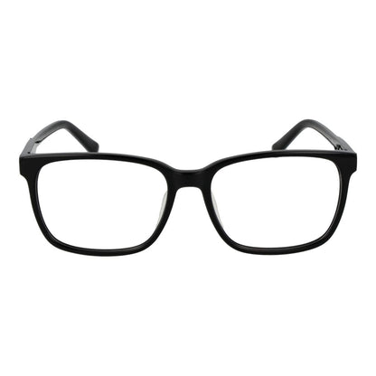 Fila Black Cellulose Acetate Glasses (Frames) for men with full-rim black rectangle style, demo lenses, and spring hinge.