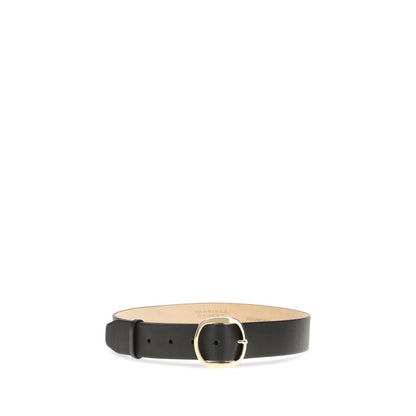 Gabriela Hearst Black Leather Regular Belt with minimalist design, metal buckle, and slim silhouette, crafted from 100% leather.