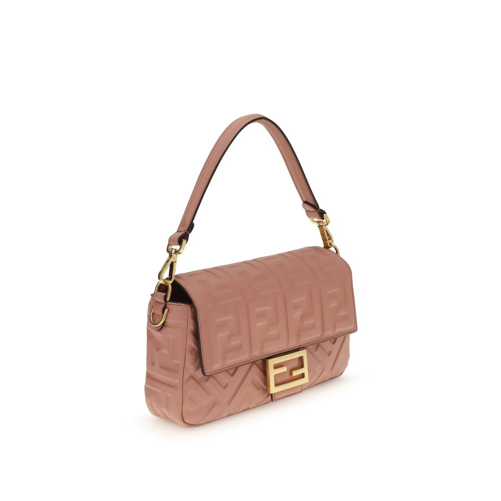 Fendi Multicolor Calf Leather Bos Taurus Shoulder Bag with embossed FF motif and gold hardware, pink leather, AW25 collection.