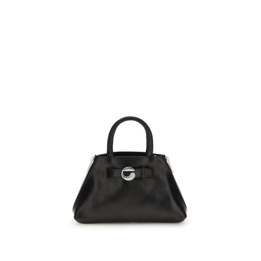Coperni Black Calf Leather Bos Taurus Shoulder Bag with sleek silhouette and crinkled finish, featuring detachable strap, AW25 Season.