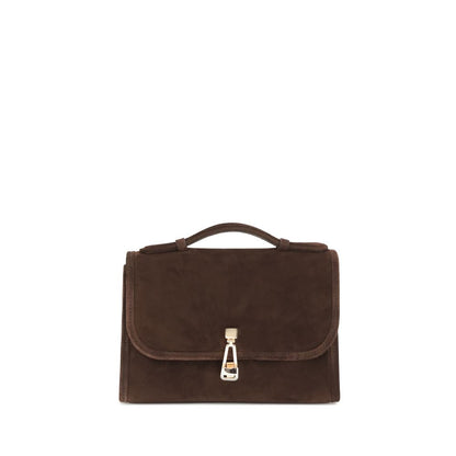 Gabriela Hearst Brown Leather Shoulder Bag - Leonora satchel with top handle and crossbody strap, ideal for versatile wear.