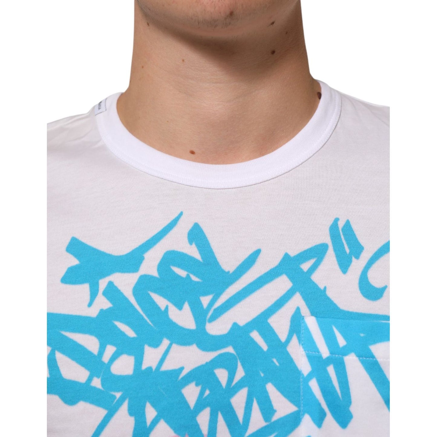 Dolce & Gabbana White Graphic Print Cotton Crew Neck T-shirt