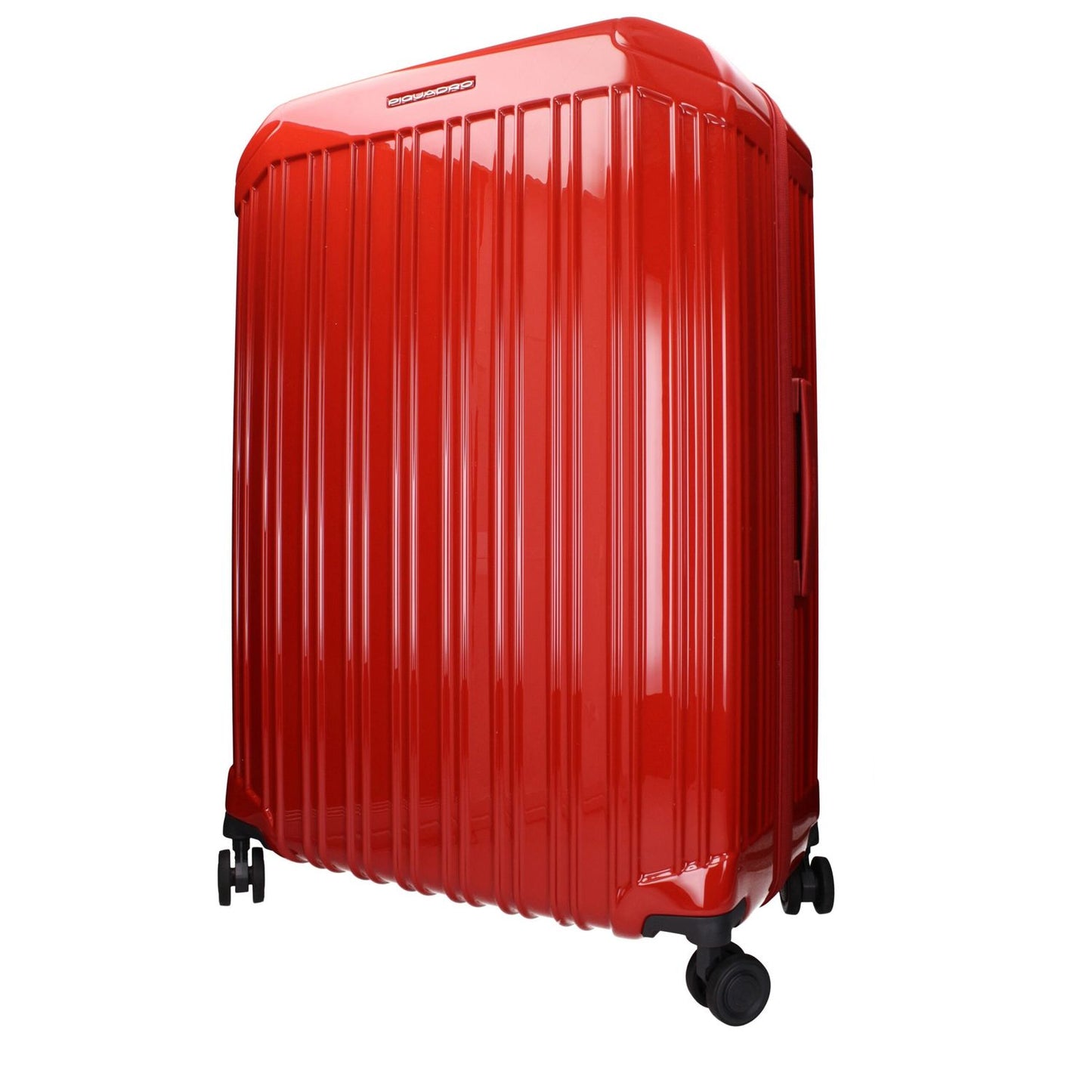 Piquadro Red Polycarbonate Luggage And Travel with TSA closure, vintage effect, and logos, designed for style and security.