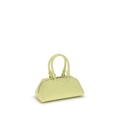 Givenchy Yellow Calf Leather Bos Taurus Handbag with a structured design and articulated handles, featuring the embossed GIVENCHY signature.
