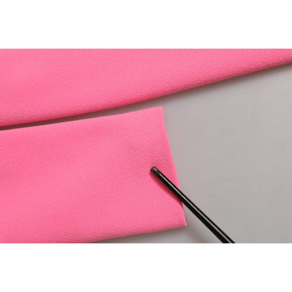 Close-up of sleeve detail on Dolce & Gabbana Pink Polyester Long Sleeves Sheath Midi Dress showing fabric texture.