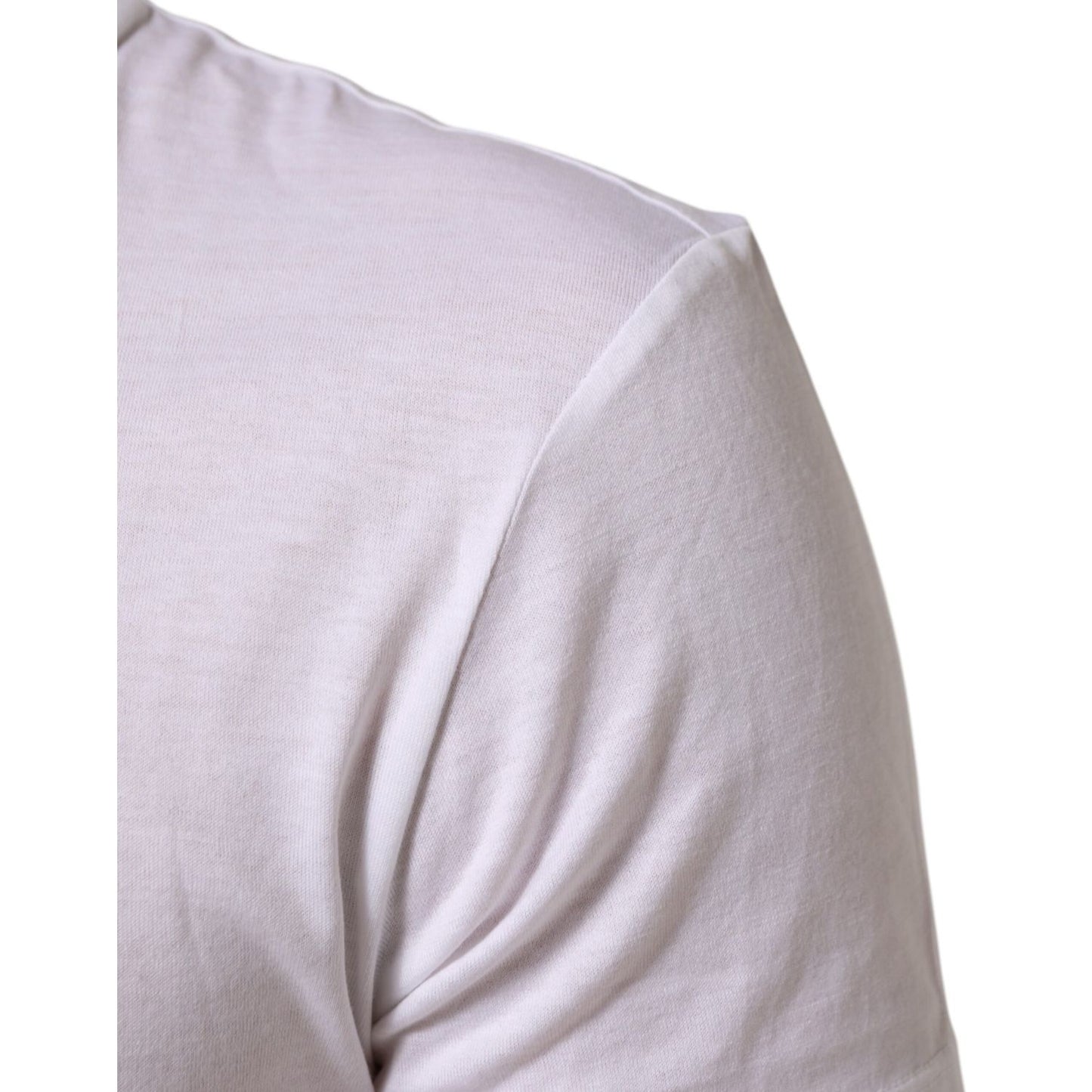 Dolce & Gabbana White Logo Print Cotton Men Crew Neck T-shirt