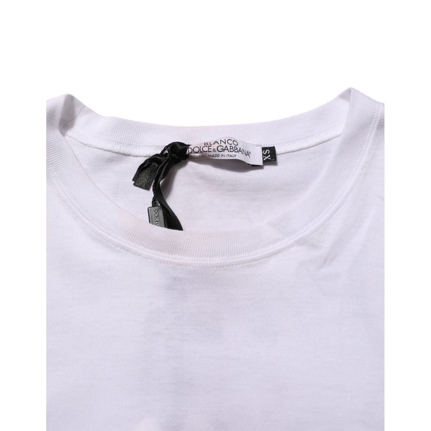 Dolce & Gabbana White Angel Print Cotton Men Crew Neck T-shirt
