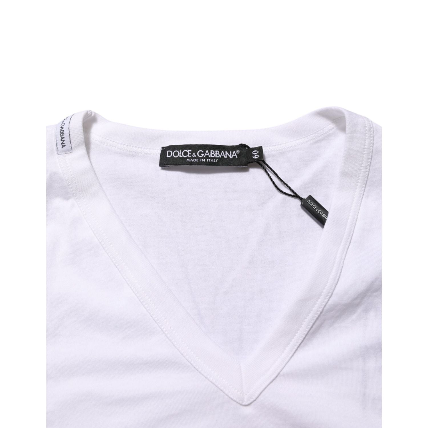 Dolce & Gabbana White Cotton V-Neck Short Sleeves T-shirt