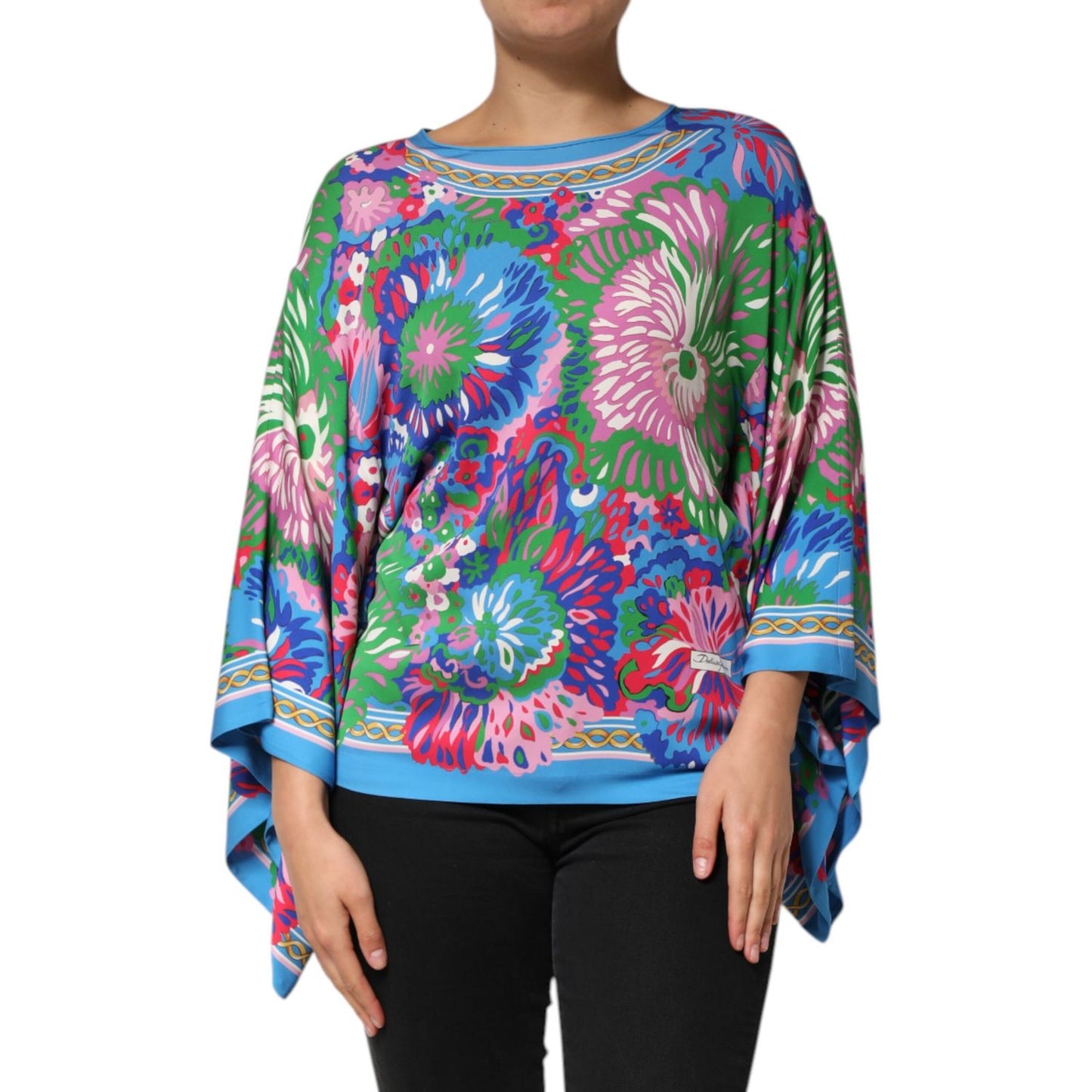 Dolce & Gabbana Multicolor Floral Print Silk Blouse Tunic Top with vibrant design and relaxed fit, perfect for stylish occasions.
