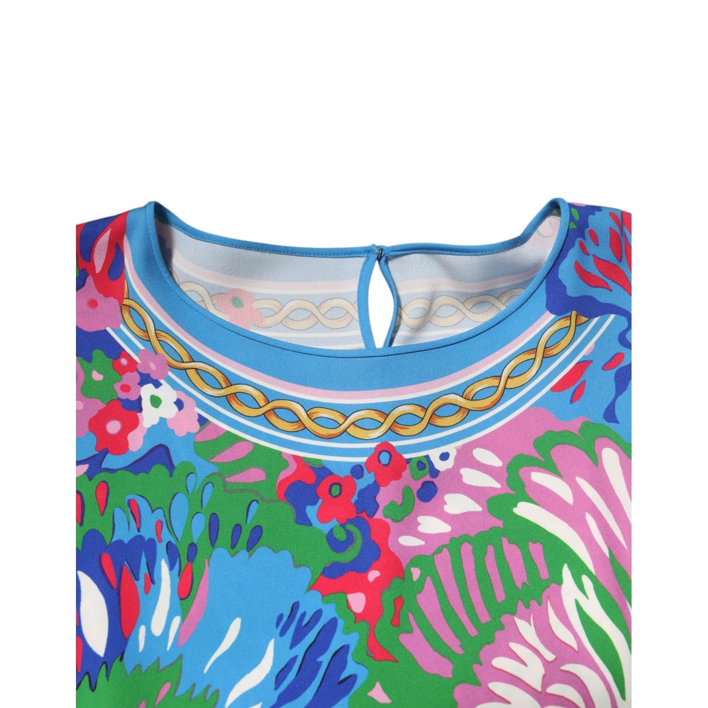 Dolce & Gabbana Multicolor Floral Print Silk Blouse Tunic Top with vibrant floral design, showcasing elegant and lightweight fabric.