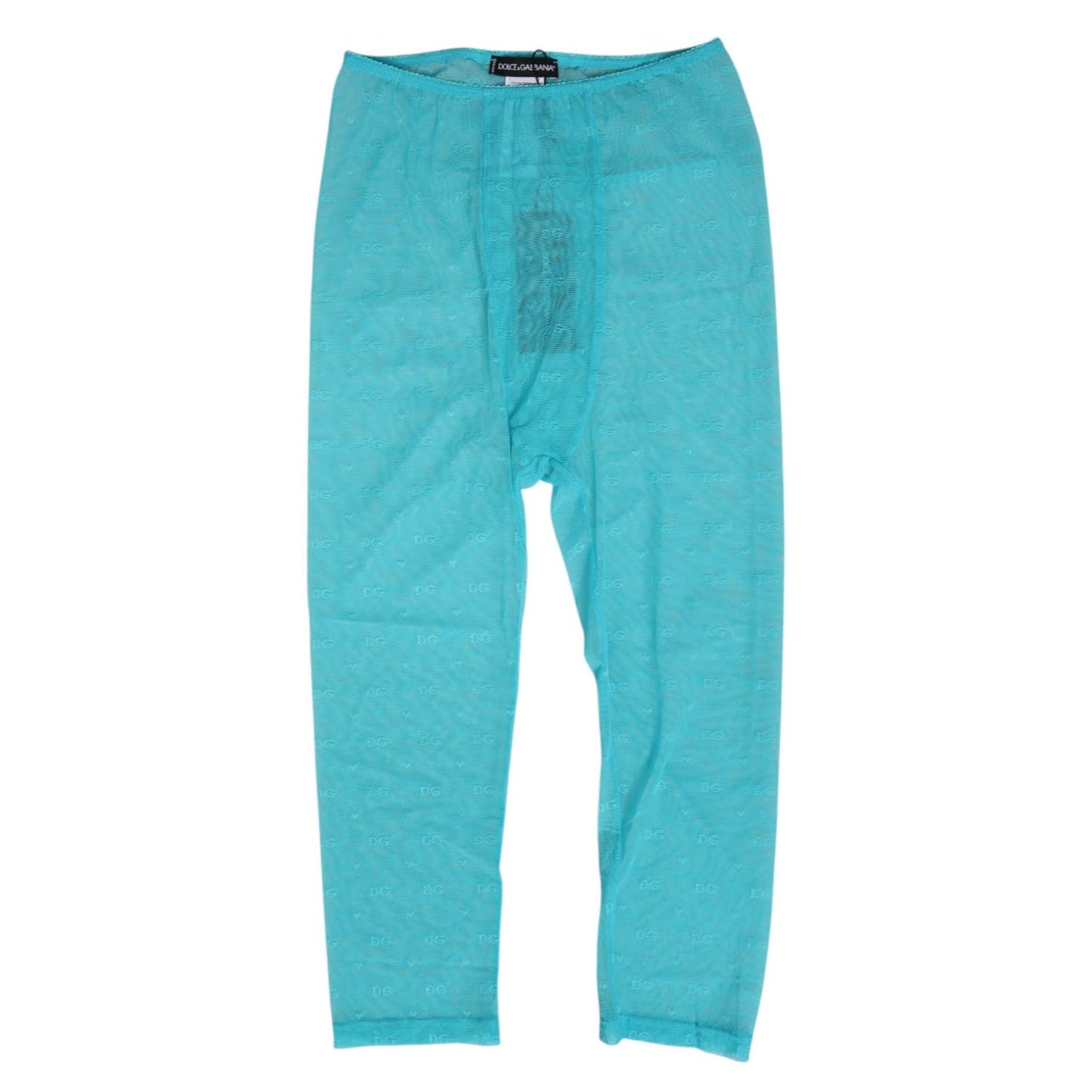 Dolce & Gabbana Light Blue Logo Lace Tight Midi Trouser Underwear