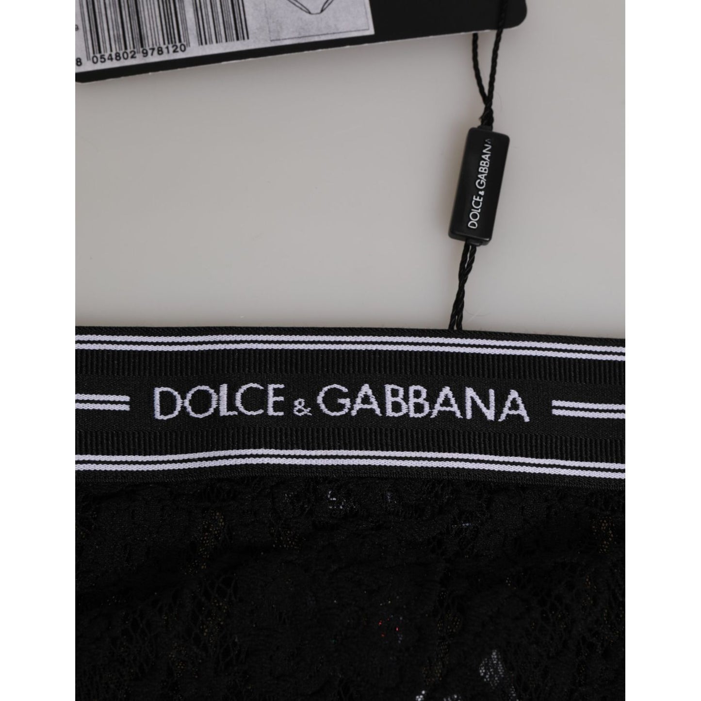 Dolce & Gabbana Black Lace Slip Brief Logo Waistband  Underwear