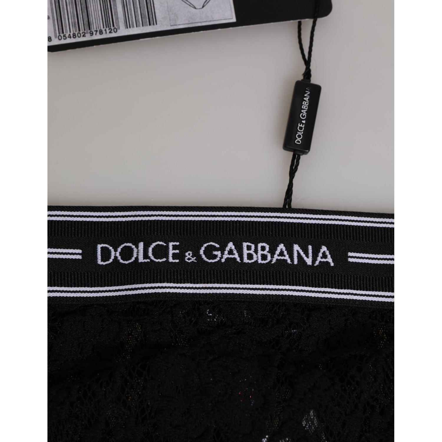 Dolce & Gabbana Black Lace Slip Brief Logo Waistband  Underwear
