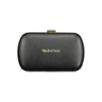 Mario Valentino Black Polyethylene Handbag with logo and snap closure, featuring a removable chain shoulder strap.