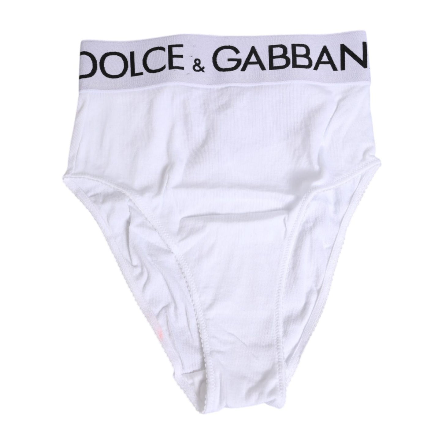 Dolce & Gabbana White Cotton Stretch High Waist Panty Underwear