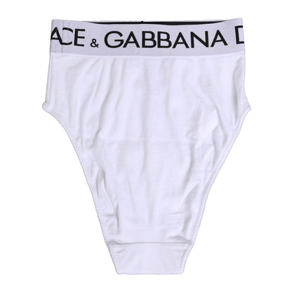 Dolce & Gabbana White Cotton Stretch High Waist Panty Underwear
