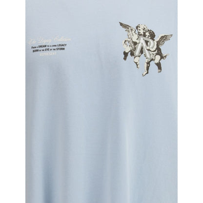 Represent Light Blue Cotton T-Shirt featuring cherub graphics and ribbed collar for a stylish, durable design.