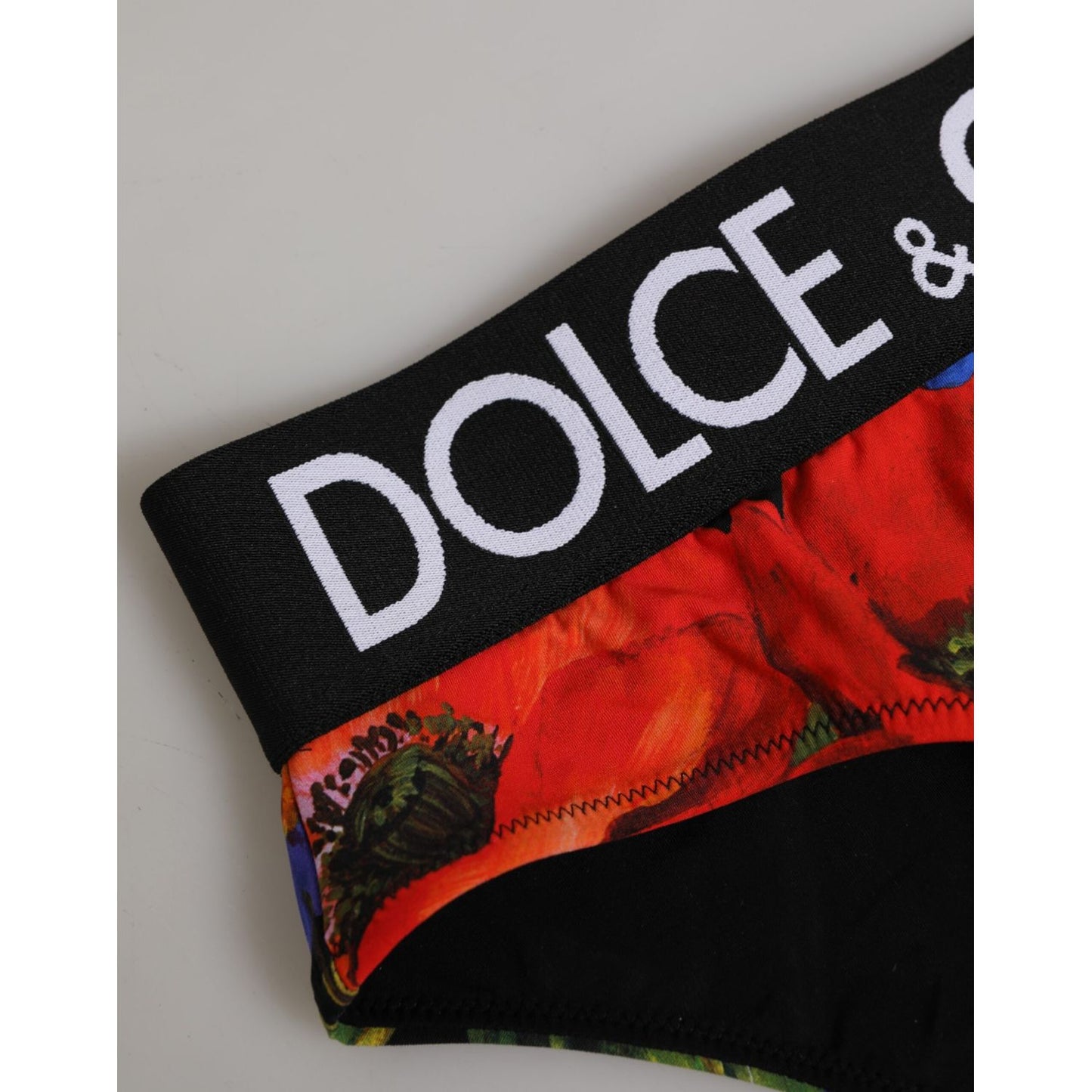 Dolce & Gabbana Black Floral Print High Waist Panty Underwear