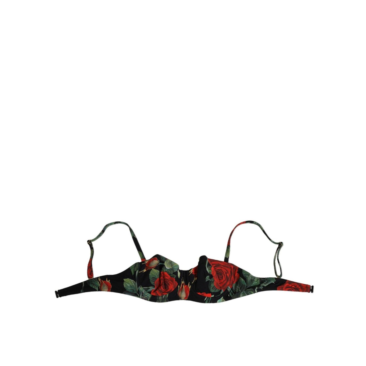 Dolce & Gabbana Black Floral Nylon Padded Balconnet Bra Underwear