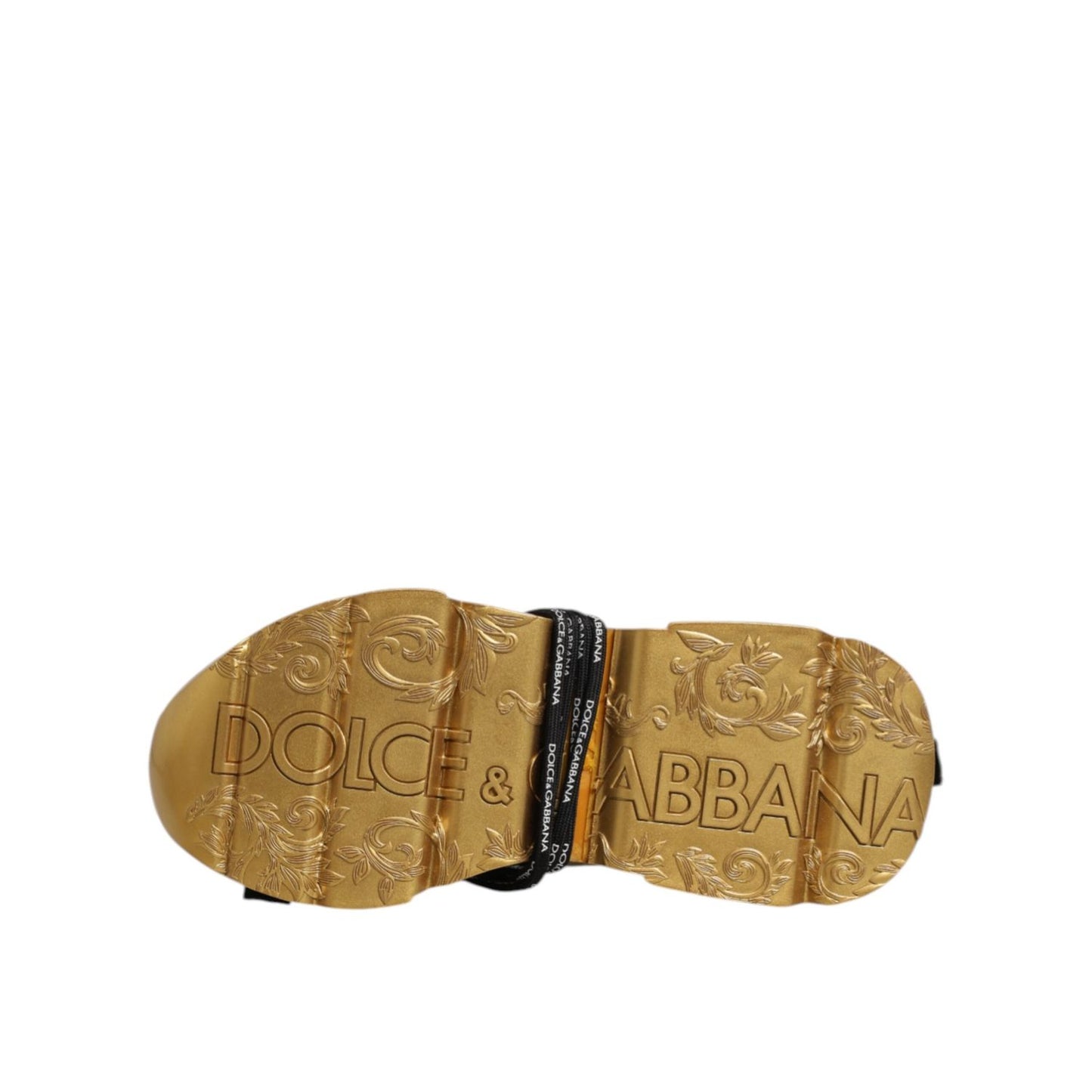 Gold sole of Dolce & Gabbana Multicolor Daymaster Low Top Sneakers Shoes showcasing brand logo detail