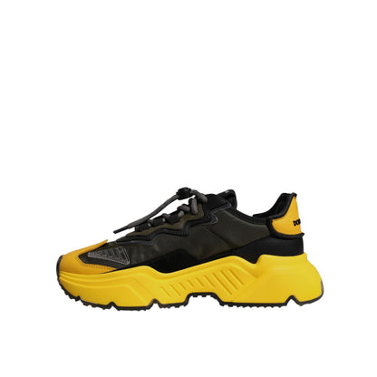 Dolce & Gabbana Black Yellow Daymaster Low Top Sneakers Shoes