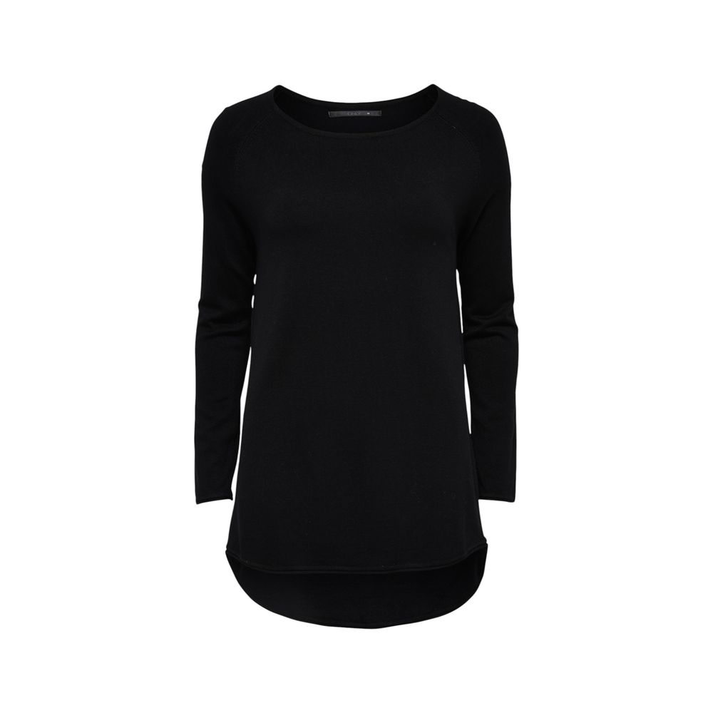 Only Black Viscose Sweatshirt - elegant long pullover with asymmetric cut and long sleeves for versatile style and comfort.