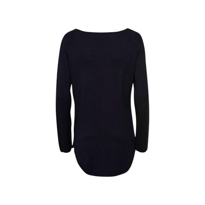 Only Black Viscose Sweatshirt with long sleeves and asymmetric cut, back view.