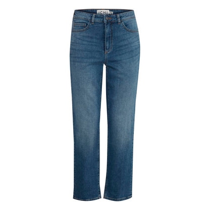ICHI Blue Cotton Mom Jeans