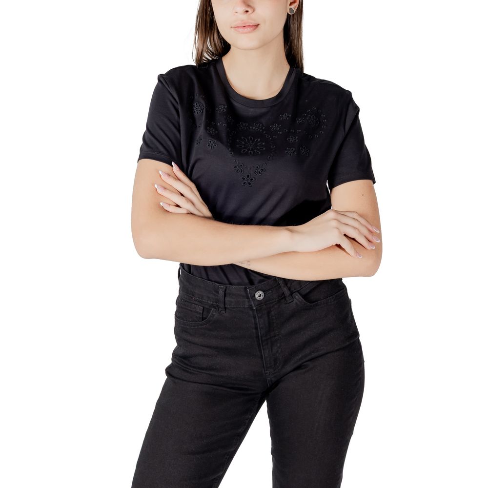 Jacqueline De Yong Black Cotton T-Shirt