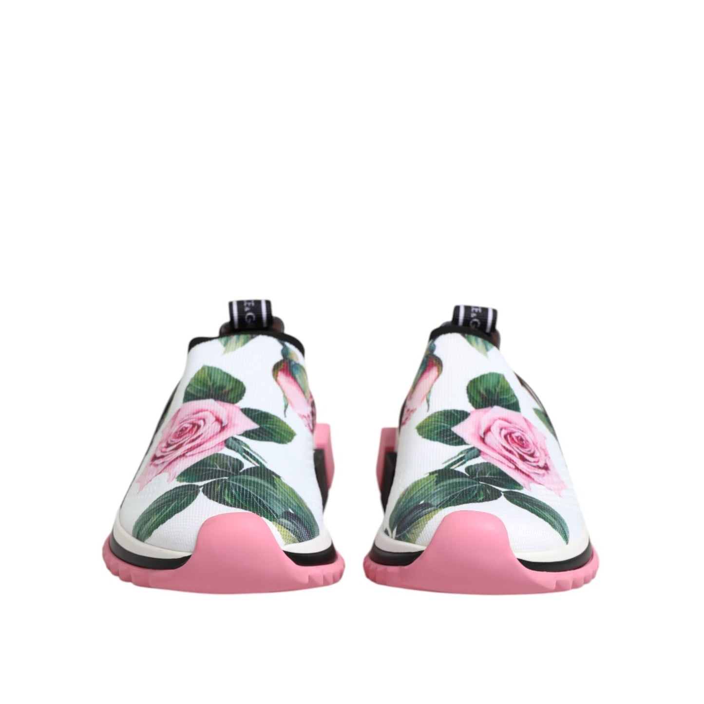 Dolce & Gabbana White Rose Print Sorrento Sneakers Shoes