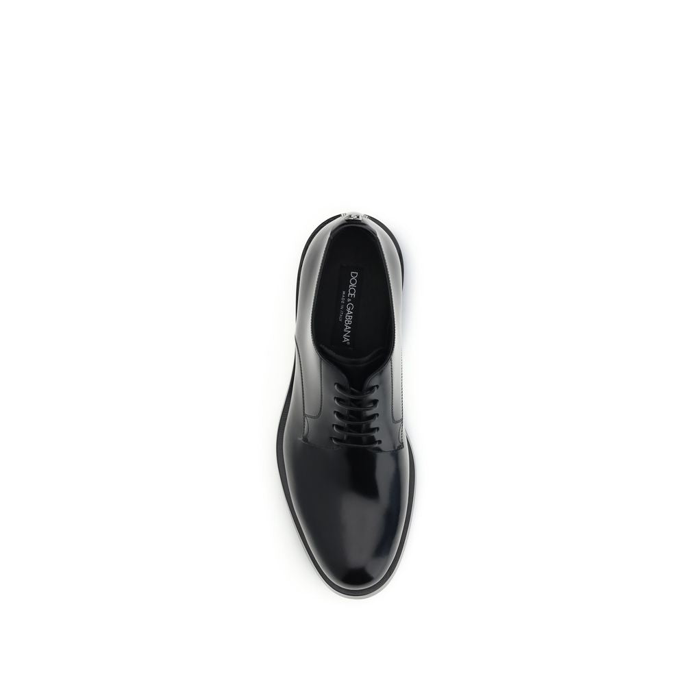 Dolce & Gabbana Black Calf Leather Bos Taurus Oxfords And Derbies