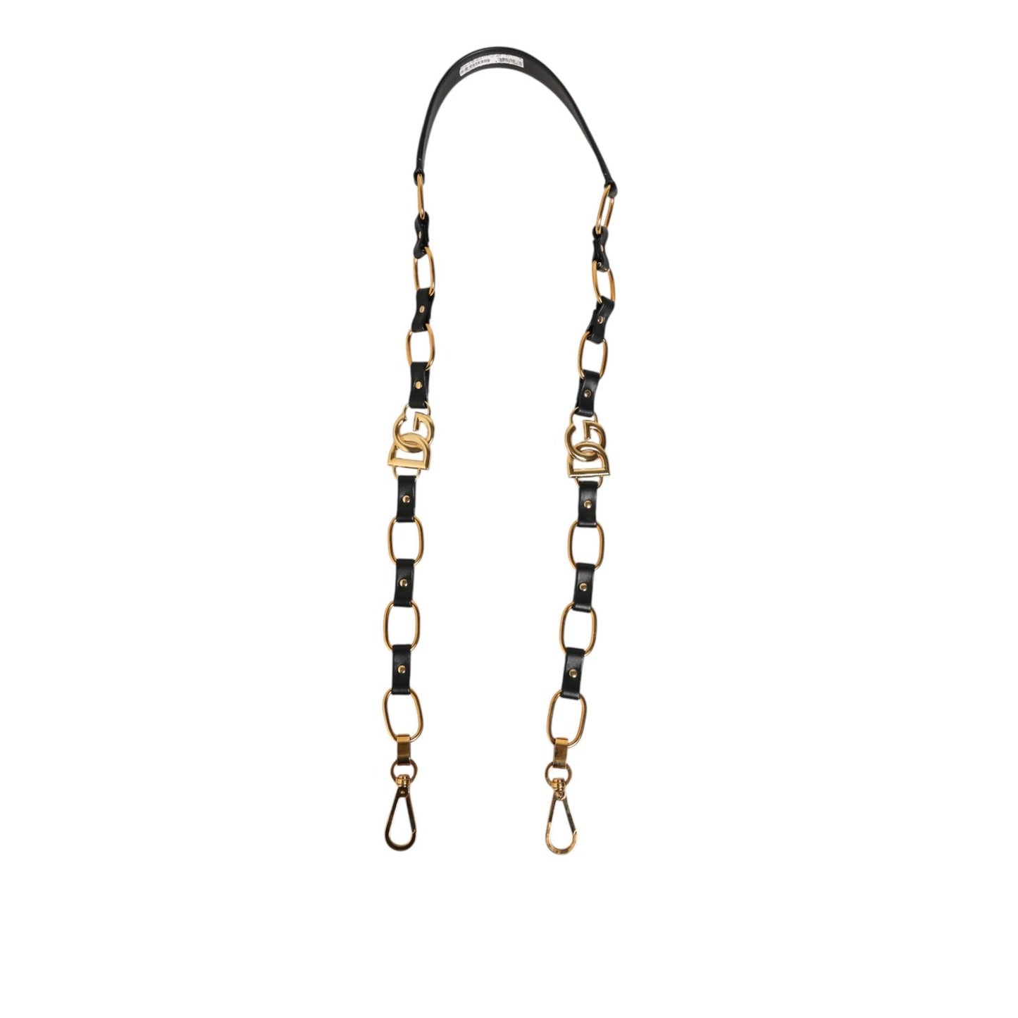 Dolce & Gabbana Black Leather Gold Chain Bag Accessory Shoulder Strap