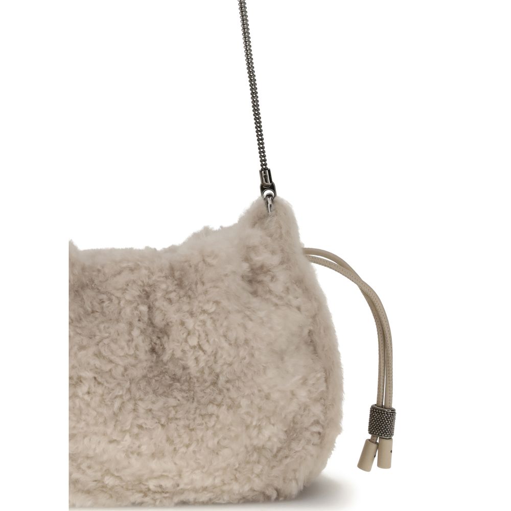 Brunello Cucinelli Gray Fur Shoulder Bag