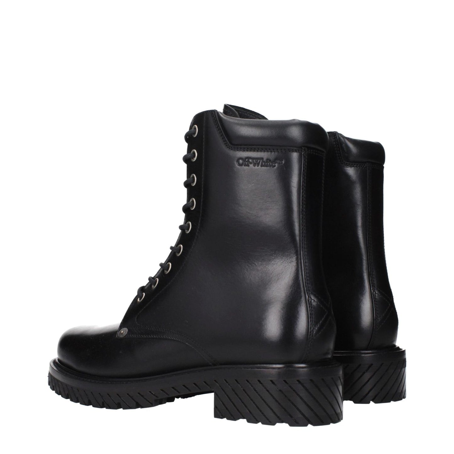 Off-White Black Leather Ankle Boots